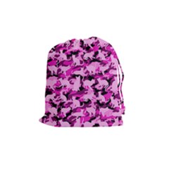 Hot Pink Catmouflage Camouflage Drawstring Pouches (medium)  by PodArtist