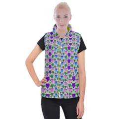 Love In Eternity Is Sweet As Candy Pop Art Women s Button Up Puffer Vest by pepitasart