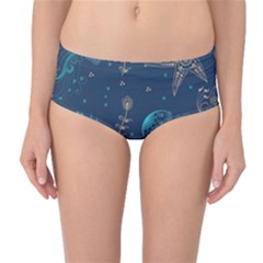 Arabesque Vintage Graphic Nature Mid-waist Bikini Bottoms by Bigfootshirtshop