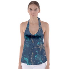 Arabesque Vintage Graphic Nature Babydoll Tankini Top by Bigfootshirtshop