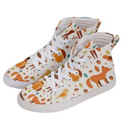 Woodland Friends Pattern Women s Hi-top Skate Sneakers by Bigfootshirtshop