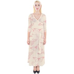 Butterfly Butterflies Vintage Quarter Sleeve Wrap Maxi Dress by Celenk