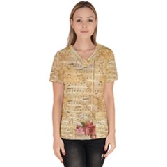 Background Old Parchment Musical Scrub Top by Celenk