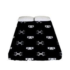White Pixel Skull Pirate Fitted Sheet (full/ Double Size) by jumpercat