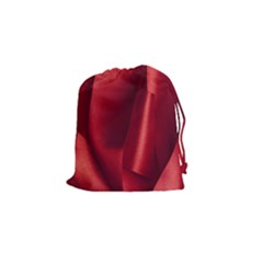 Red Fabric Textile Macro Detail Drawstring Pouches (small)  by Celenk