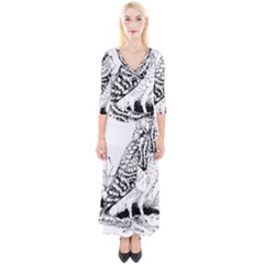 Animal Bird Forest Nature Owl Quarter Sleeve Wrap Maxi Dress by Celenk