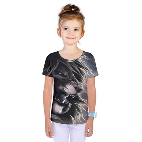 Angry Lion Digital Art Hd Kids  One Piece Tee by Celenk