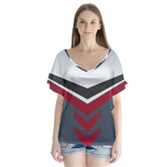 Modern Shapes V-neck Flutter Sleeve Top by jumpercat