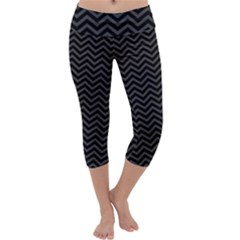 Dark Chevron Capri Yoga Leggings by jumpercat
