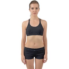 Dark Chevron Back Web Sports Bra Set by jumpercat