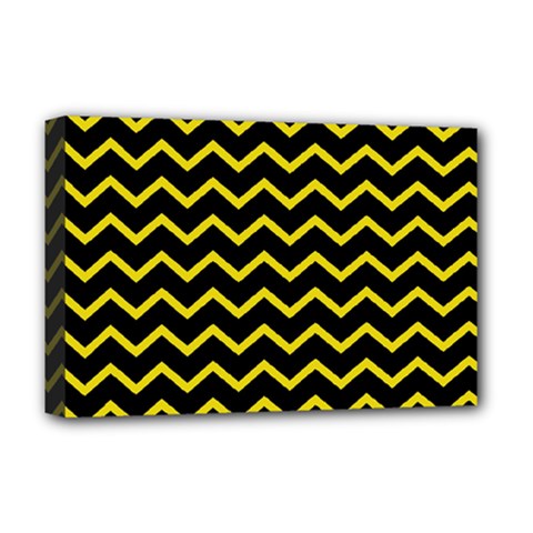 Yellow Chevron Deluxe Canvas 18  X 12   by jumpercat