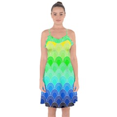 Art Deco Rain Bow Ruffle Detail Chiffon Dress by NouveauDesign