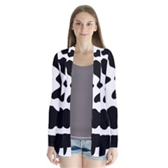 Animal Print Black And White Black Drape Collar Cardigan by BangZart