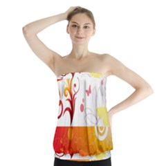 Spring Butterfly Flower Plant Strapless Top by BangZart