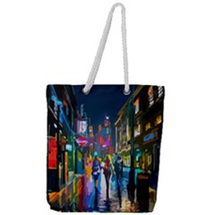 Abstract Vibrant Colour Cityscape Full Print Rope Handle Tote (large) by BangZart