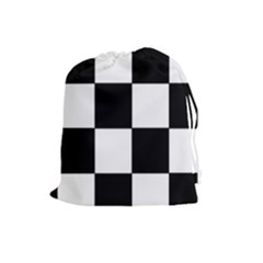 Grid Domino Bank And Black Drawstring Pouches (large)  by BangZart