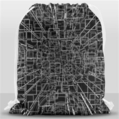 Black Abstract Structure Pattern Drawstring Bag (large) by BangZart