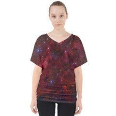 Abstract Fantasy Color Colorful V-neck Dolman Drape Top by BangZart