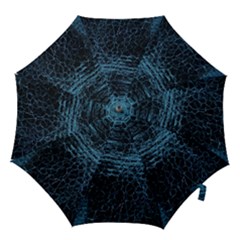 Blue Black Shiny Fabric Pattern Hook Handle Umbrellas (small) by BangZart