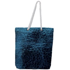Blue Black Shiny Fabric Pattern Full Print Rope Handle Tote (large) by BangZart