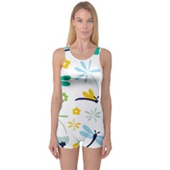 Busy Dragonflies One Piece Boyleg Swimsuit by Bigfootshirtshop