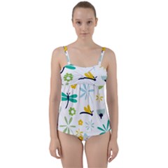 Busy Dragonflies Twist Front Tankini Set by Bigfootshirtshop
