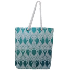 Teal Art Nouvea Full Print Rope Handle Tote (large) by NouveauDesign