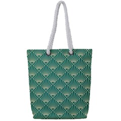 Green Fan  Full Print Rope Handle Tote (small) by NouveauDesign