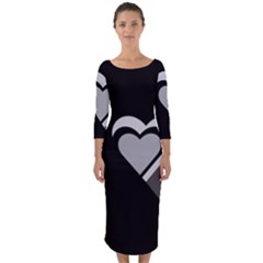 Heart Love Black And White Symbol Quarter Sleeve Midi Bodycon Dress by Celenk