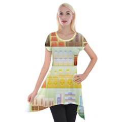 Supermarket Shelf Coffee Tea Grains Short Sleeve Side Drop Tunic by Celenk