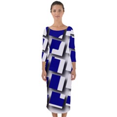 Facebook Social Media Network Blue Quarter Sleeve Midi Bodycon Dress by Celenk