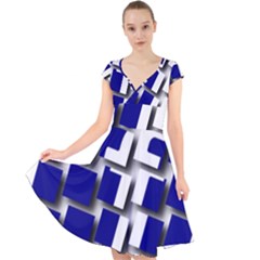 Facebook Social Media Network Blue Cap Sleeve Front Wrap Midi Dress by Celenk