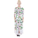 Tree Root Leaves Owls Green Brown Quarter Sleeve Wrap Maxi Dress View2