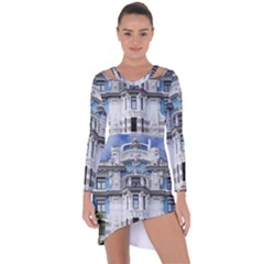 Squad Latvia Architecture Asymmetric Cut-out Shift Dress by Celenk