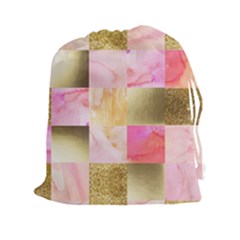 Collage Gold And Pink Drawstring Pouches (xxl) by NouveauDesign