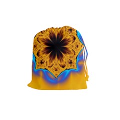 Digital Art Fractal Artwork Flower Drawstring Pouches (medium)  by Celenk