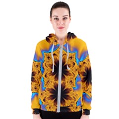 Digital Art Fractal Artwork Flower Women s Zipper Hoodie by Celenk