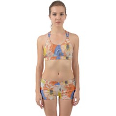 Texture Fabric Textile Detail Back Web Sports Bra Set by Celenk