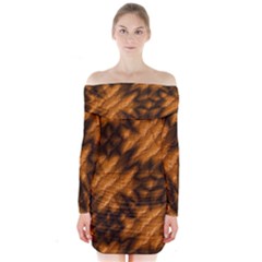 Background Texture Pattern Long Sleeve Off Shoulder Dress by Celenk
