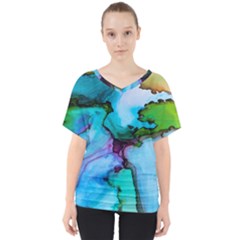 Abstract Painting Art V-neck Dolman Drape Top by Celenk