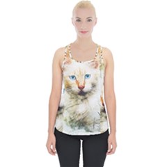 Cat Animal Art Abstract Watercolor Piece Up Tank Top by Celenk