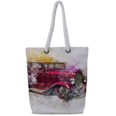 Car Old Car Art Abstract Full Print Rope Handle Tote (small) by Celenk