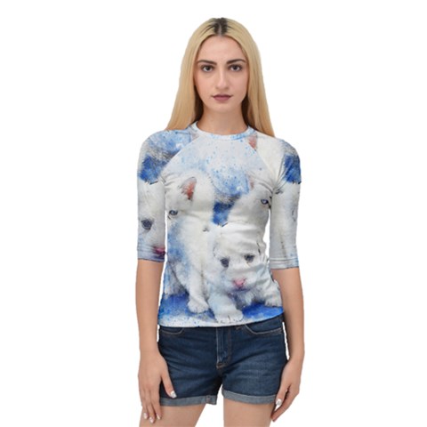Dog Cats Pet Art Abstract Quarter Sleeve Raglan Tee by Celenk