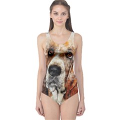 Dog Basset Pet Art Abstract One Piece Swimsuit by Celenk