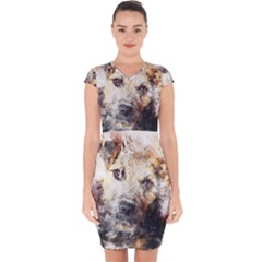 Dog Animal Pet Art Abstract Capsleeve Drawstring Dress  by Celenk