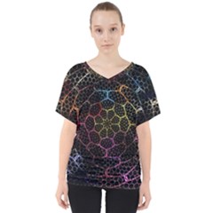 Background Grid Art Abstract V-neck Dolman Drape Top by Celenk