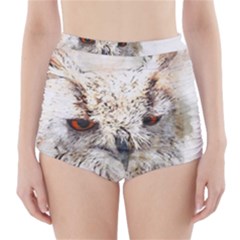 Bird Owl Animal Art Abstract High-waisted Bikini Bottoms by Celenk