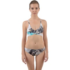 Dog Animal Art Abstract Watercolor Wrap Around Bikini Set by Celenk