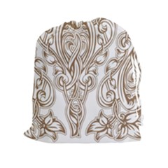 Beautiful Gold Floral Pattern Drawstring Pouches (xxl) by NouveauDesign
