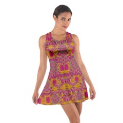Fern Landscape In Harmony With Bleeding Hearts Fantasy Art Cotton Racerback Dress by pepitasart